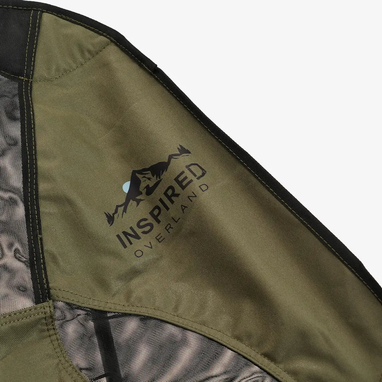 Inspired Overland carbon fiber hiking chair fabric logo detail lightweight camping gear