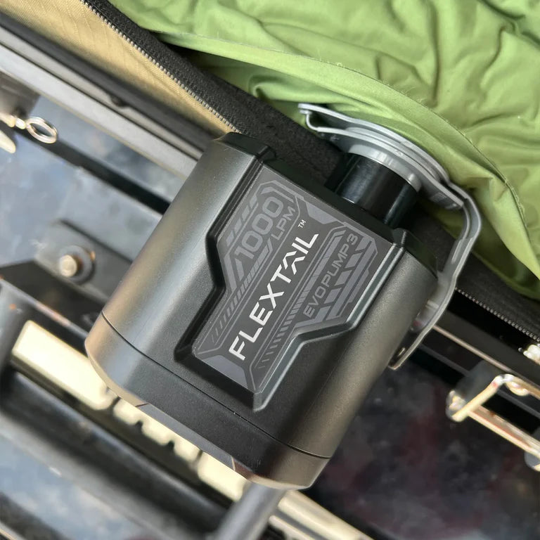 Inspired Overland foam core hybrid air mattress valve details with flextail evo pump 3.