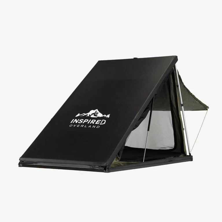 inspired overland compact 76 lb rooftop tent side view studio display