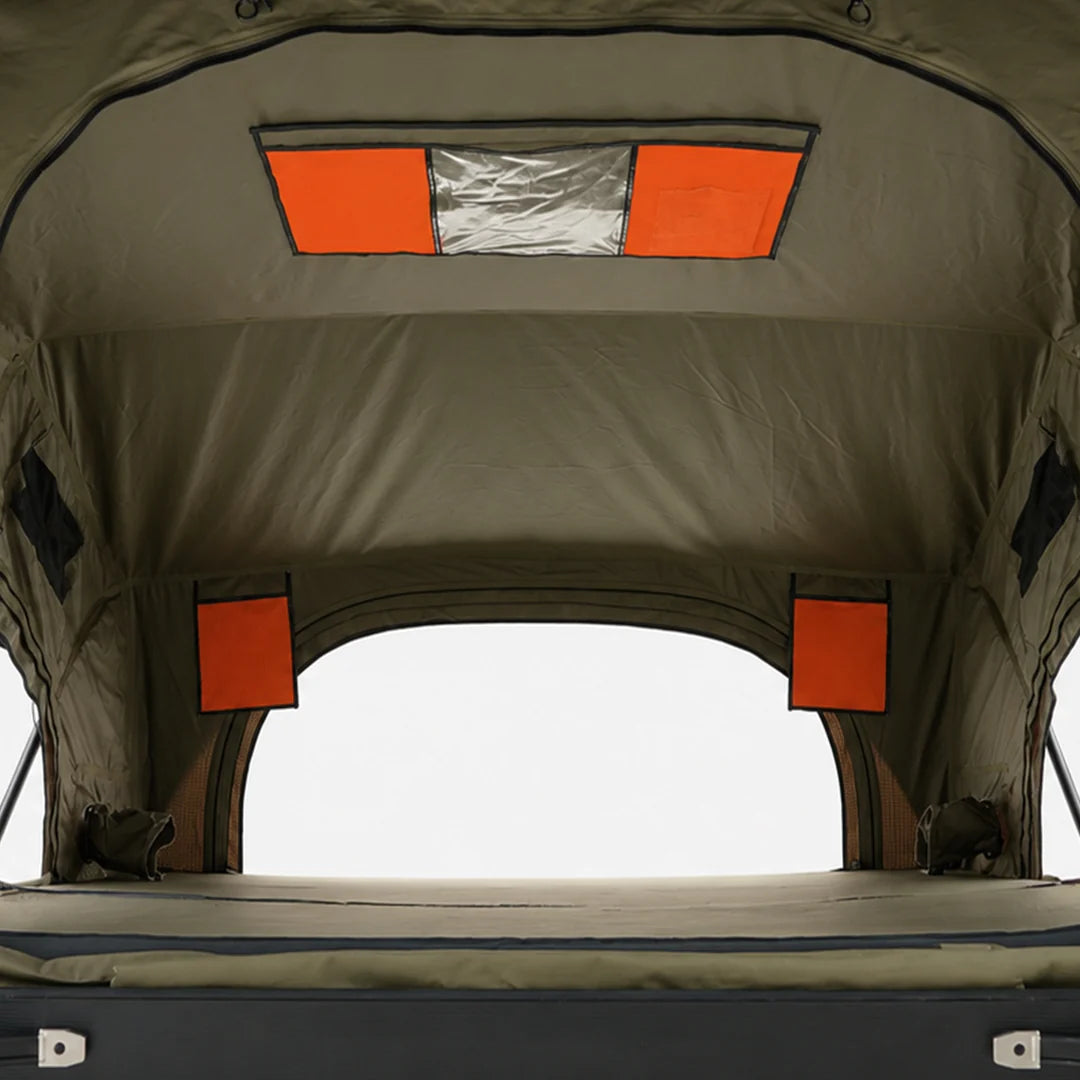 Carbonlite King rooftop tent interior back wall storage by Inspired Overland
