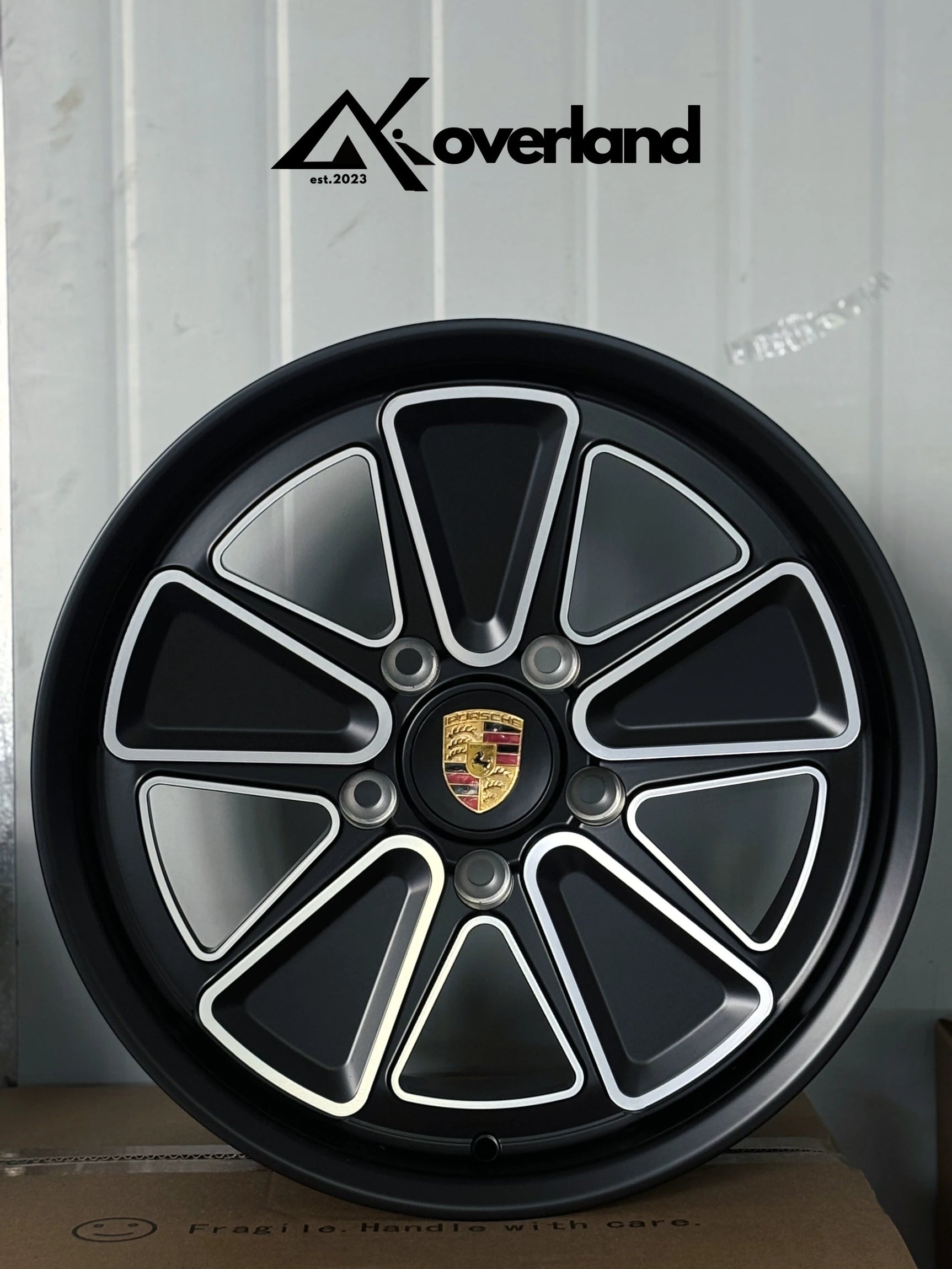 Custom Porsche forged wheels available in multiple finishes, 5x130 bolt pattern with reimagined Fuchs-inspired design
