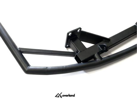 Close-up of Akioverland tubular bumper’s hand-welded joints and recovery point for porsche cayenne 957