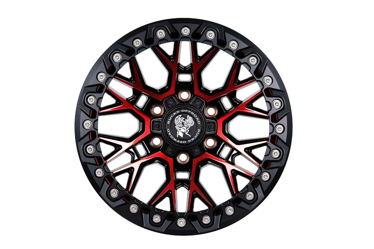 Bucks B504 Slotted Beadlock Matte Black Red front