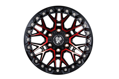 Bucks B504 Slotted Beadlock Matte Black Red front
