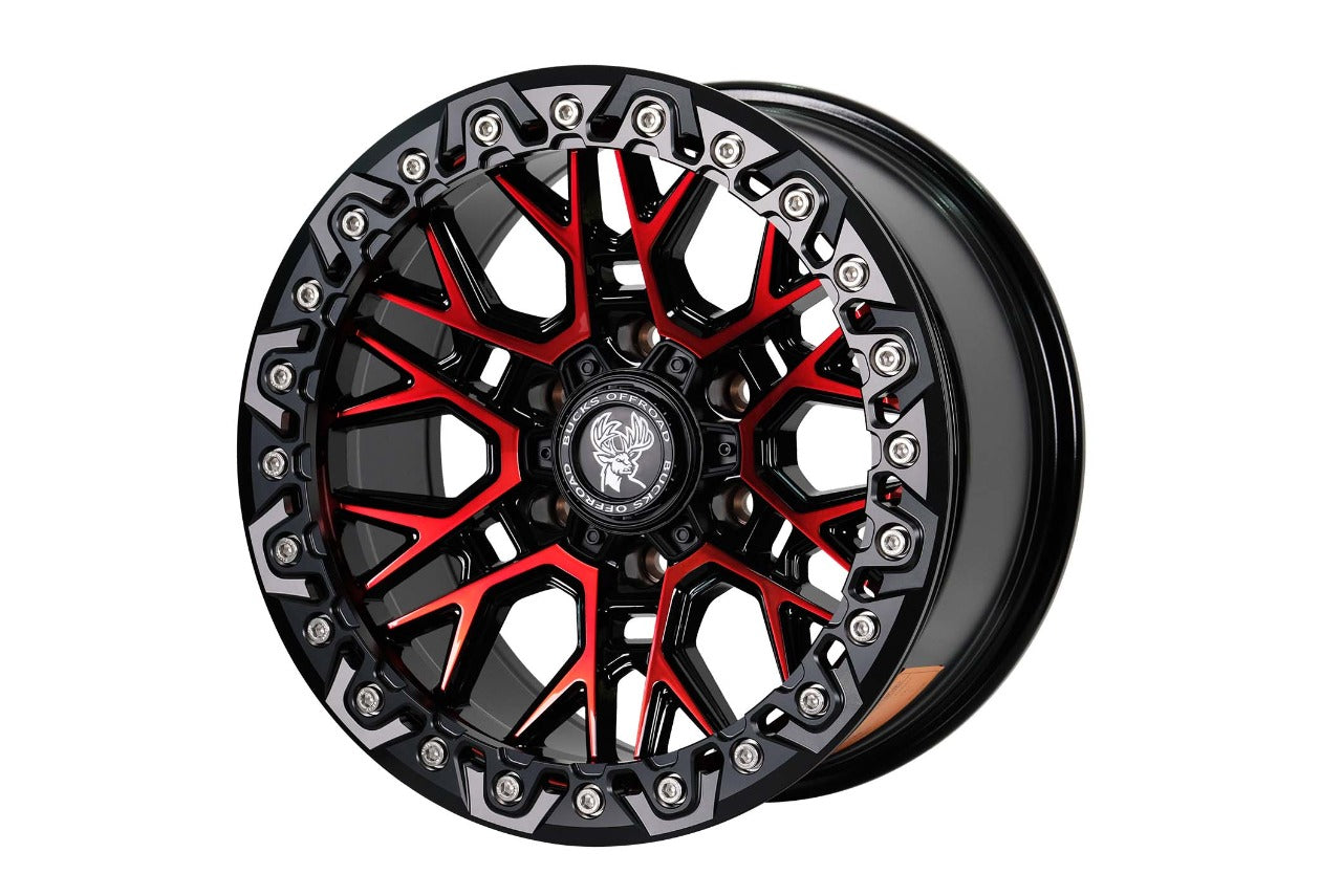 Bucks B504 Slotted Beadlock Matte Black Red isometric