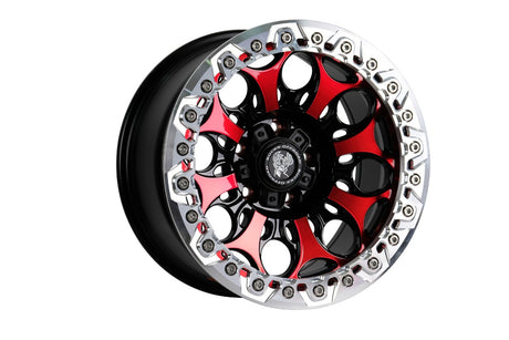 Bucks Offroad wheels B502 Slotted Beadlock Machined Black Red