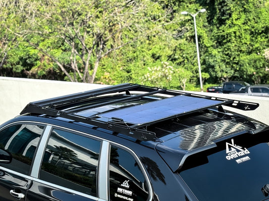 Akioverland porsche cayenne & vw touareg offroad super slim roof rack with 110W solar panel and mppt charger