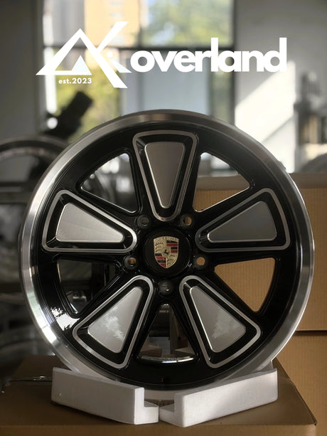 Reimagined Fuchs forged wheel design for Porsche, showcasing custom CNC machining and premium forged construction