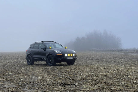 Porsche Cayenne 958.2 e-hybrid lifted Akioverland suspension Porsche Cayenne overland field build
