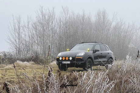 Lifted Cayenne 958.2 e-hybrid Akioverland overland build foggy terrain Ukraine