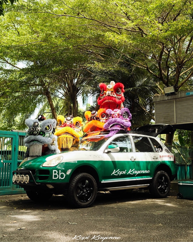 Offroad Porsche Cayenne 955  with 
 Midnight Purple Bronze Wheels GT3RS 991 911 Kuala Lumpur Chinese New Year Lion Dance