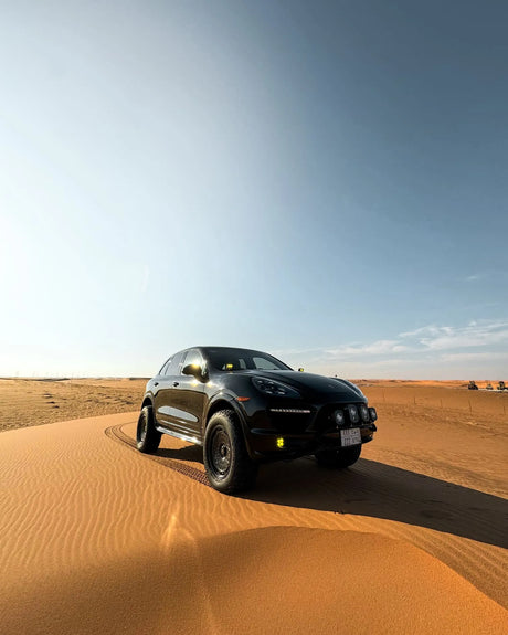 Porsche Cayenne GTS fitted with Akioverland 5x130 Aki Forged 04 Mesh offroad wheels, adventure-ready build