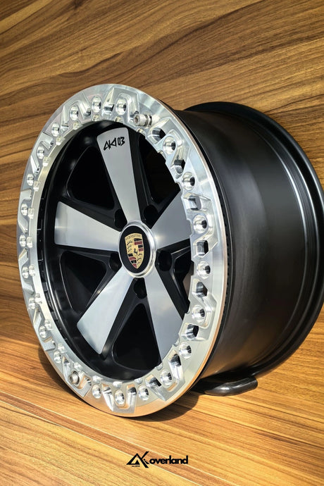 Side profile of an Akioverland 5x130 Beadlock Classic Fuchs wheel, rugged lip design with Fuchs heritage spokes