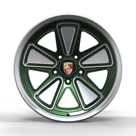 Porsche Akioverland 5x130 Fuchs Reimagined offroad wheels, close-up