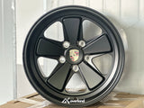 satin black Akioverland 5x130 forged wheel, performance-focused Fuchs-style design for Porsche Cayenne and VW Touareg