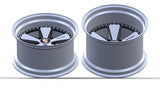 Deep concave face of the AkiOverland 5x130 VLD 2-piece forged Fuchs wheel in satin Crayon grey