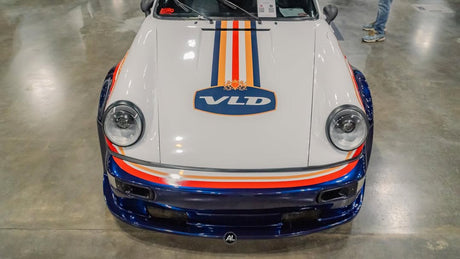 Porsche 911 964 widebody fitted with 5x130 VLD 2-piece Fuchs wheels by AkiOverland