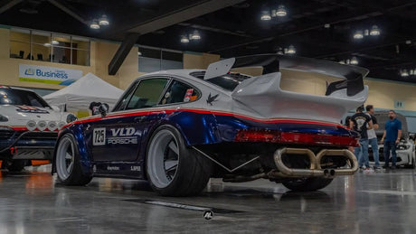 Widebody Porsche 964 with 5x130 VLD 2-piece forged Fuchs wheels in satin Crayon grey, AkiOverland