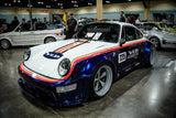 Liveried widebody Porsche 911 964 on AkiOverland VLD 2-piece deep concave Fuchs wheels