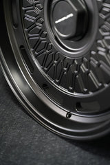 Aki Forged 04 Mesh finish detail on a 5x130 custom forged offroad wheel by Akioverland