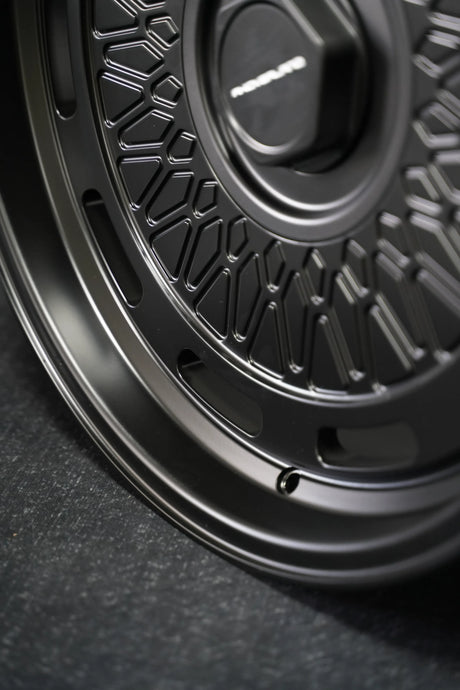 Aki Forged 04 Mesh finish detail on a 5x130 custom forged offroad wheel by Akioverland