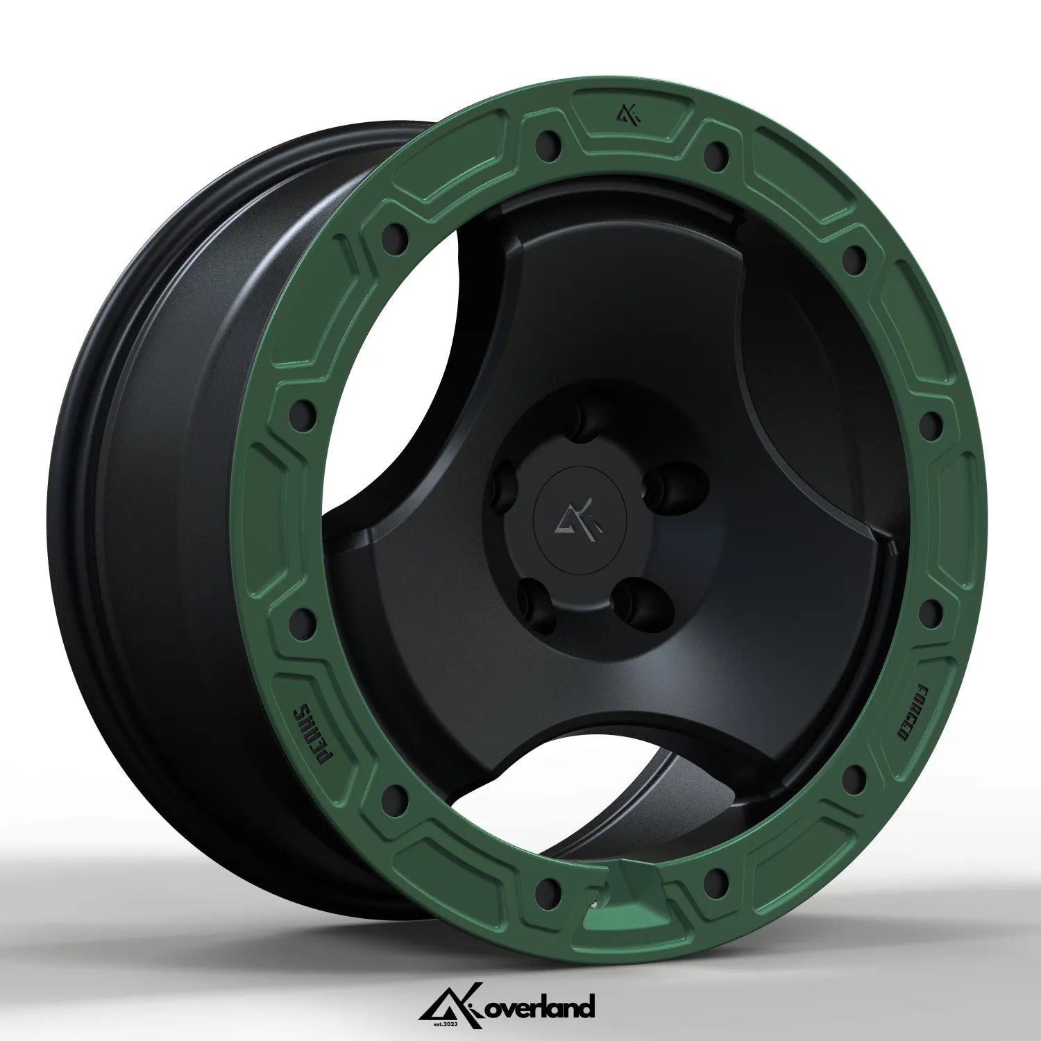 akioverland beadlock style outer ring Peaks forged wheel close up detail