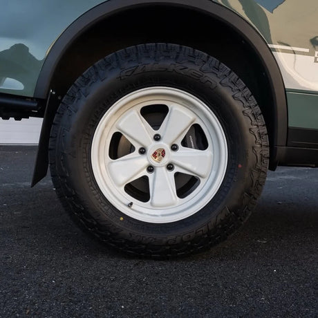 WrapWorkz Canada Porsche Cayenne 958 overland build on AkiOverland Edition W forged wheels in cream white