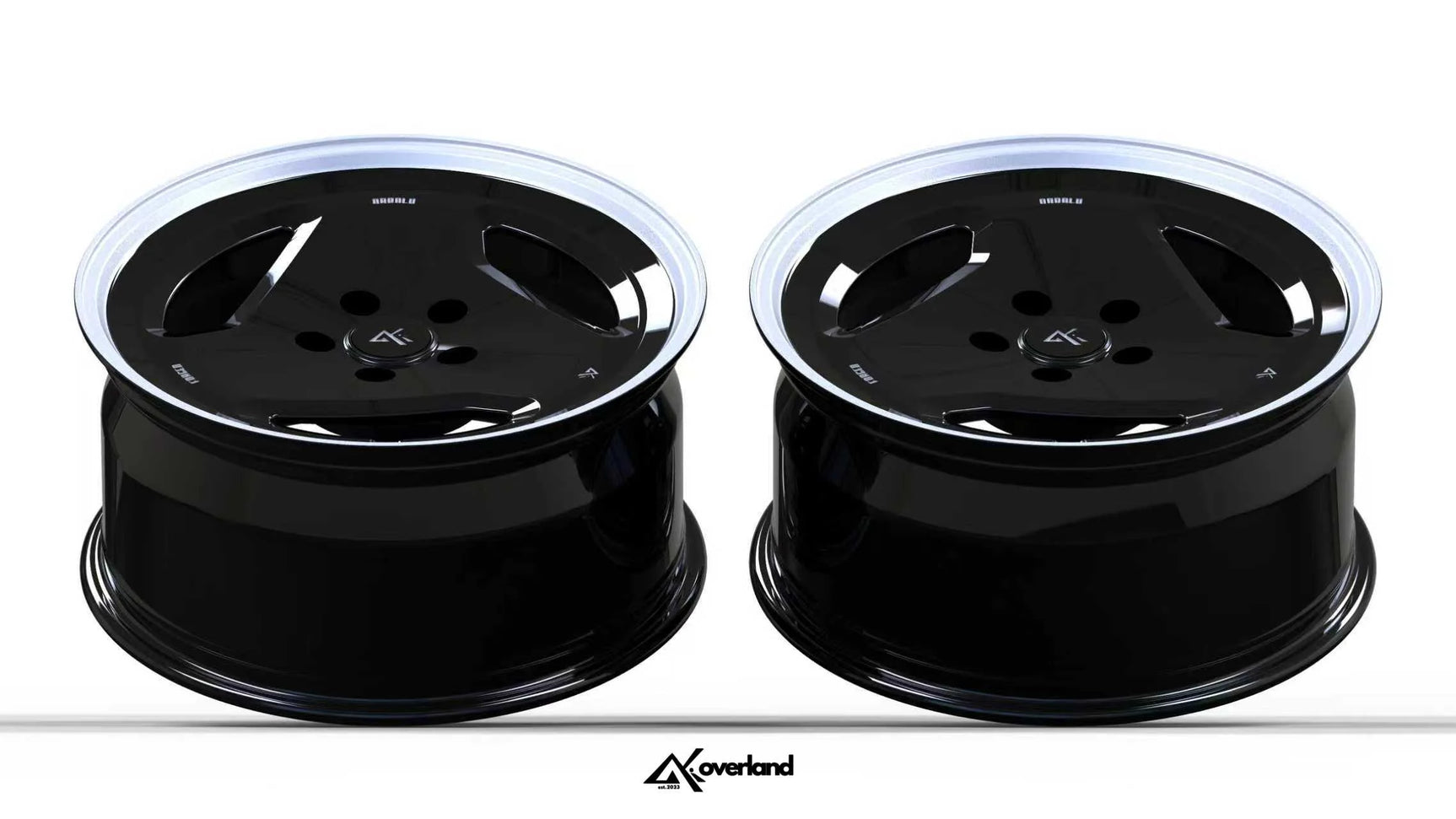 black powdercoated 5x120 forged wheel AkiOverland Nabalu design close detail