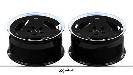 black powdercoated 5x120 forged wheel AkiOverland Nabalu design close detail