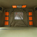 Carbonlite King rooftop tent interior front pockets and window by Inspired Overland