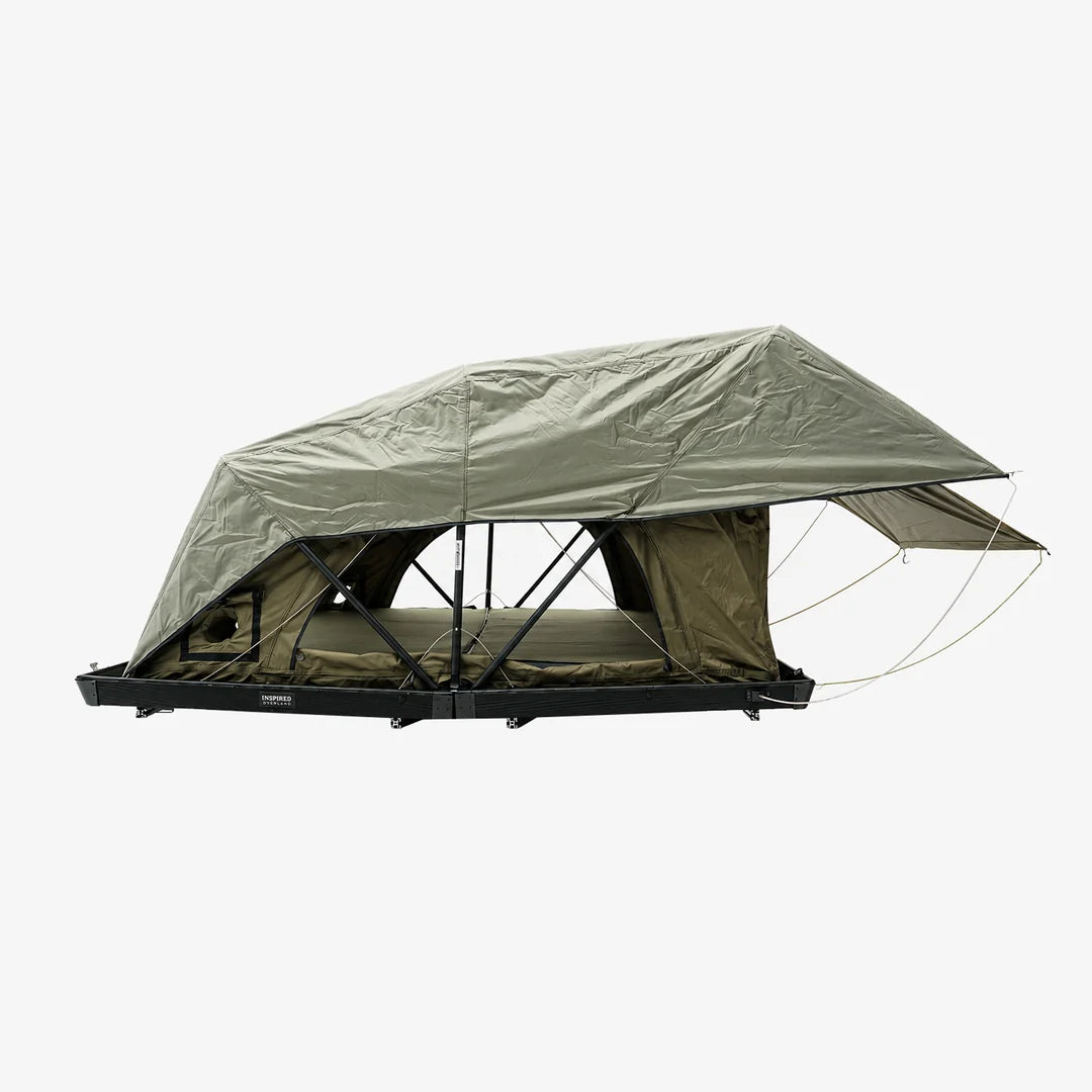 Overland rooftop tent Carbonlite King open side profile by Inspired Overland