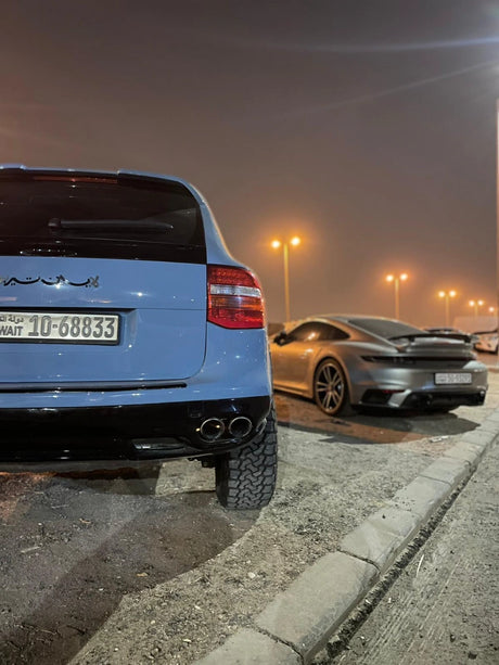 Porsche Cayenne 957 Turbo in Kuwait lifted with Akioverland 3.5 inch flagship air lift kit