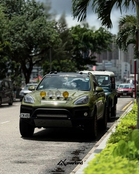 Front view lifted Porsche Cayenne 958 with Akioverland 2.5 inch air lift Hong Kong