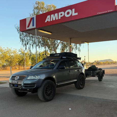 Lifted VW Touareg 7L overland build in Perth Australia with super slim roof rack